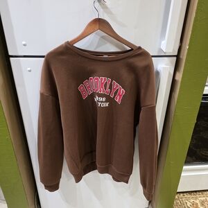 SHEIN Brown Brooklyn Graphic Sweatshirt